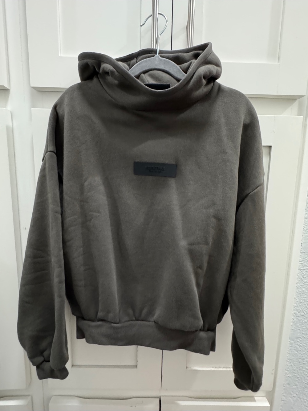 Kids ESSENTIALS Fear of Good Hoodie Dark Green/Gray Size 8